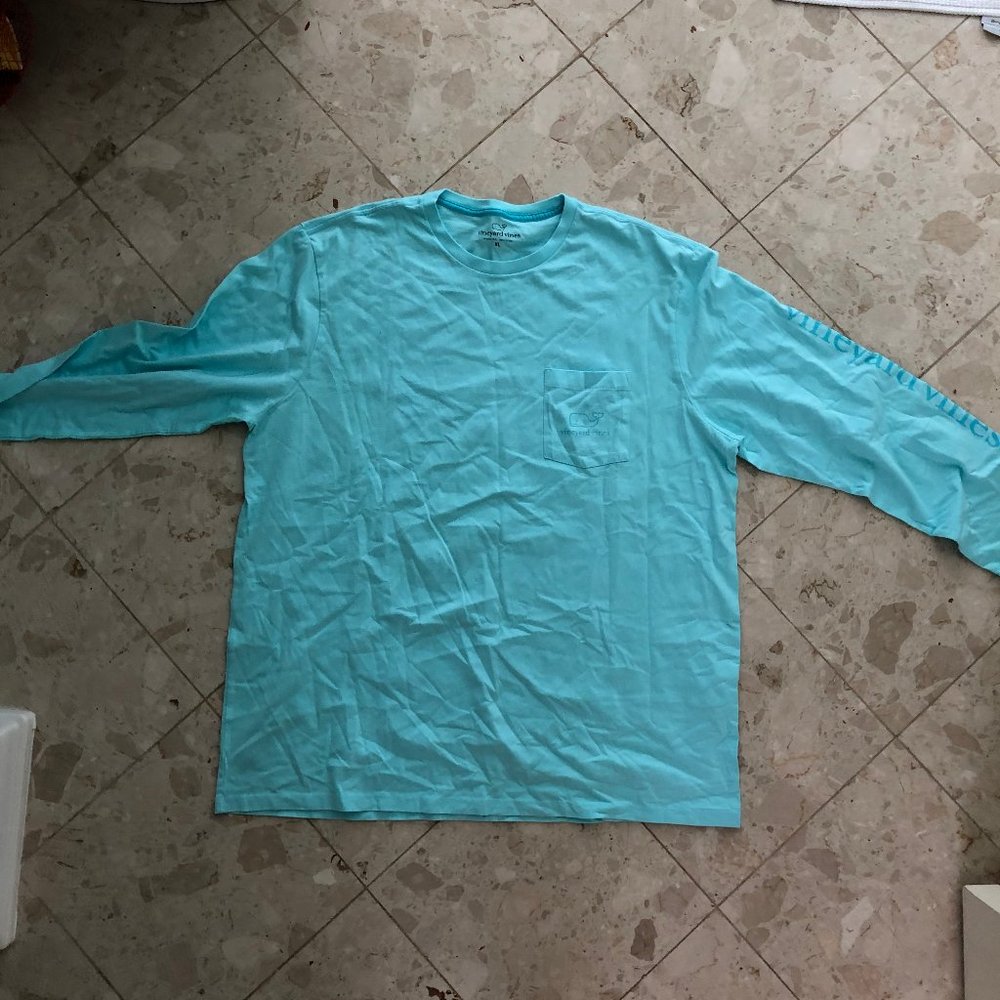 Light Blue Vineyard Vines long pocket tee